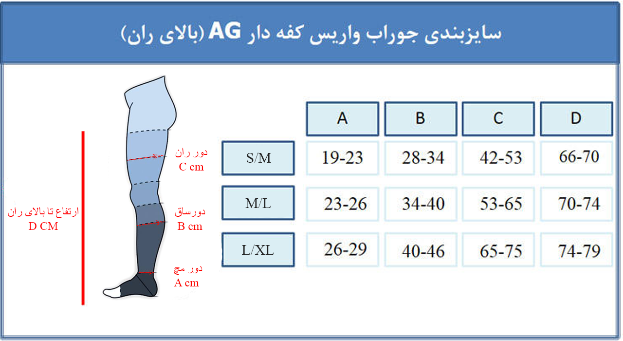  جوراب واریس ورنا معمولی کفه دار تا بالای ران AG