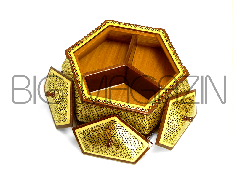  شکلات خوری 6 گوش 3 درب خاتم کاری 