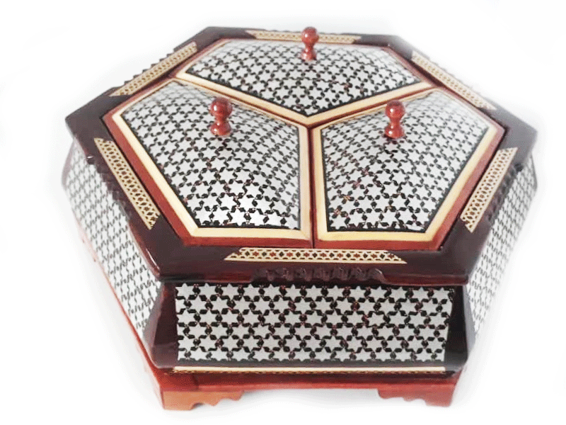  شکلات خوری خاتم شش ضلعی خاتم کاری