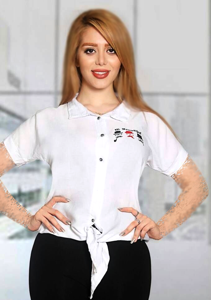  پیراهن یقه برگردان نصف آستین مدل گره hi beautiful